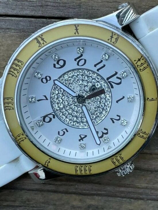 Juicy Couture Accessories - Juicy Couture Women WristWatch White Band Crystals Accents Face Analog Watch